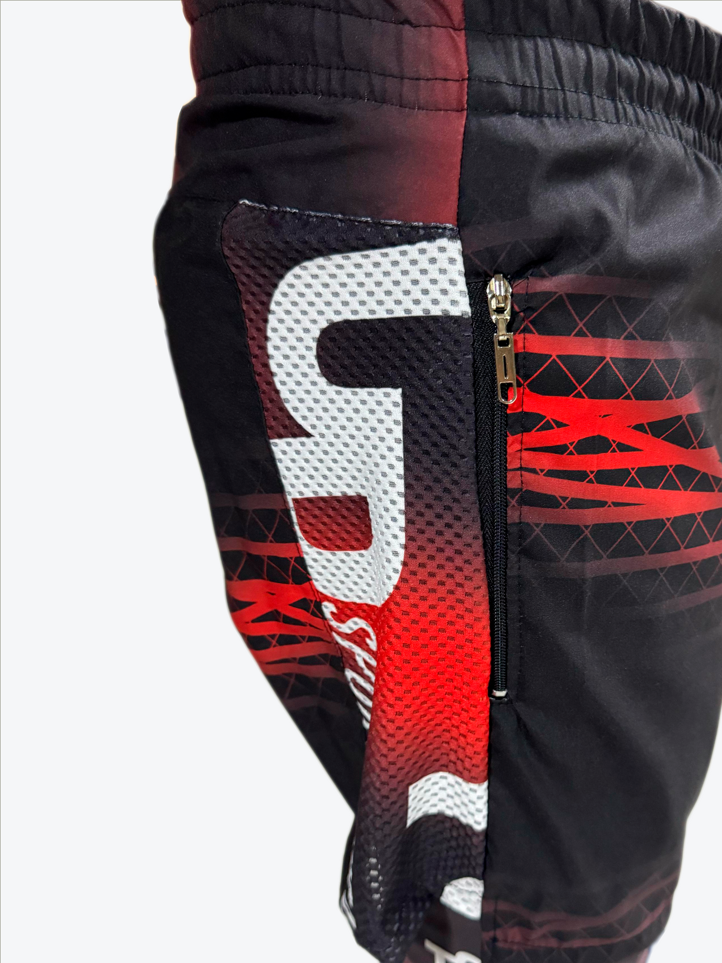 Pantaloneta Deportiva Negra - Rojo