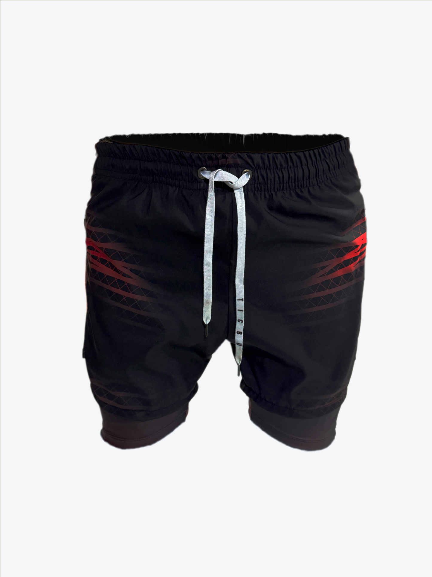 Pantaloneta Deportiva Negra - Rojo